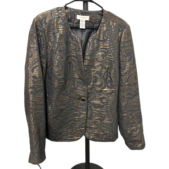 Covington Womens Metallic Brocade Jacket Sz XL - Picture 1 of 7
